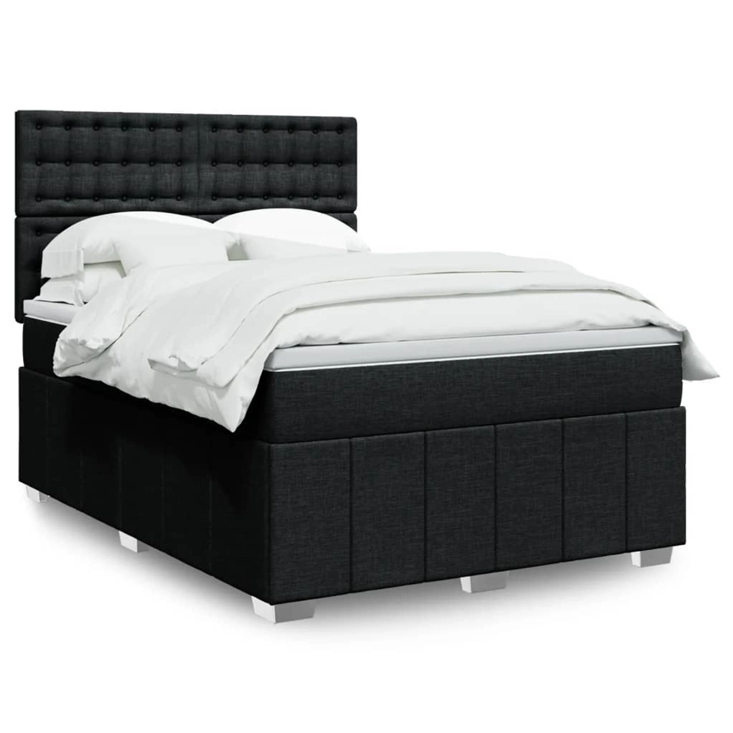 vidaXL Boxspringbett mit Matratze Schwarz 160x200 cm Stoff 3294035 günstig online kaufen