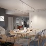 Paulmann Urail Schiene 2m, Chrom matt, im Wohnraum mit Lampen und Esstisch.