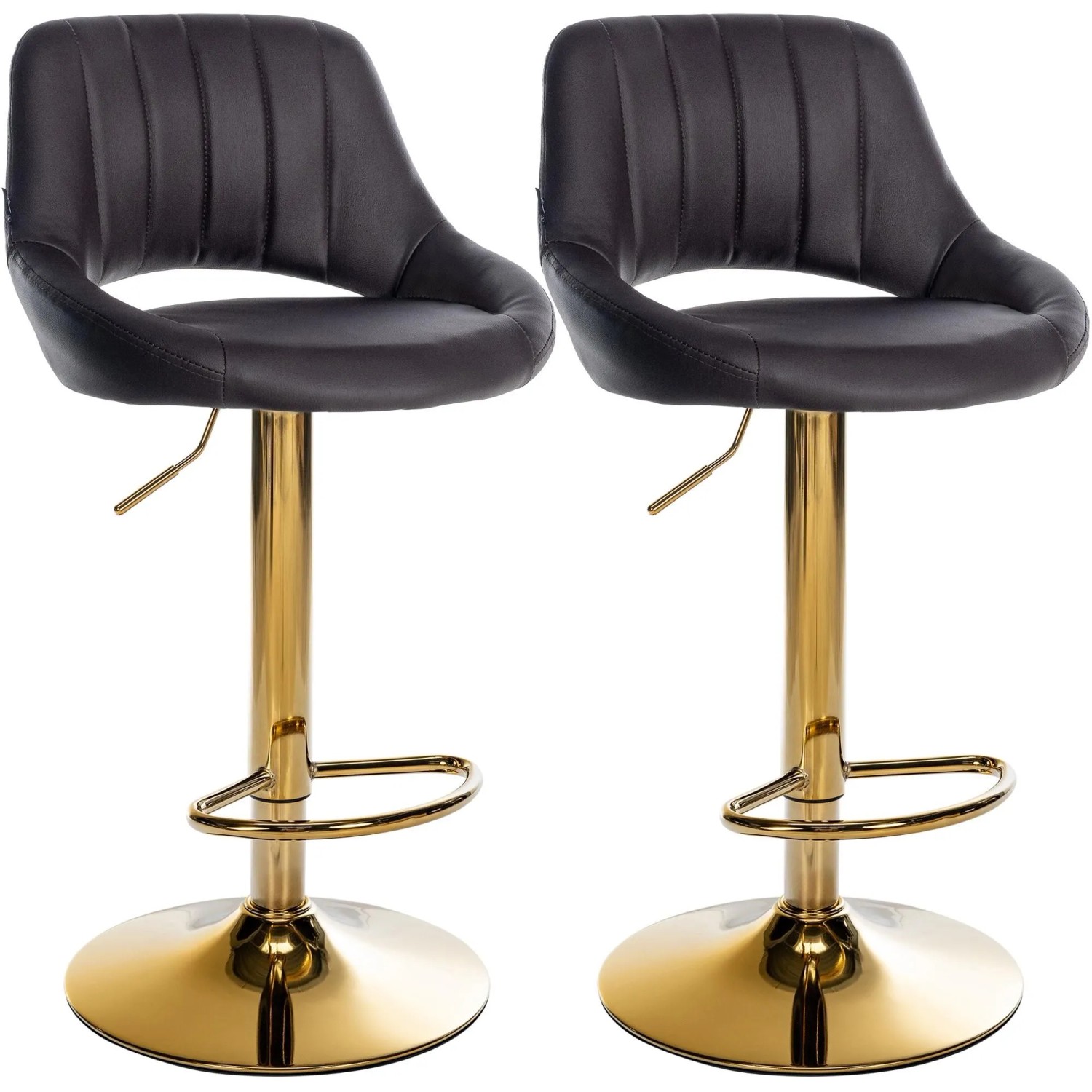 CLP 2er Set Barhocker Milet Kunstleder Metall Gold/Braun