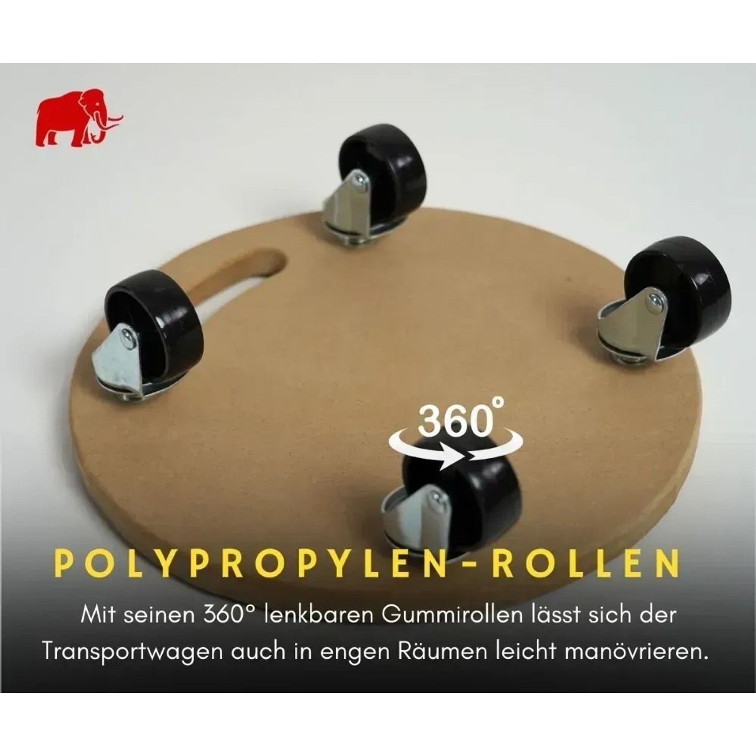 PROREGAL Transportroller mit 4 Rollen, MDF-Holzplatte, Traglast 100kg.