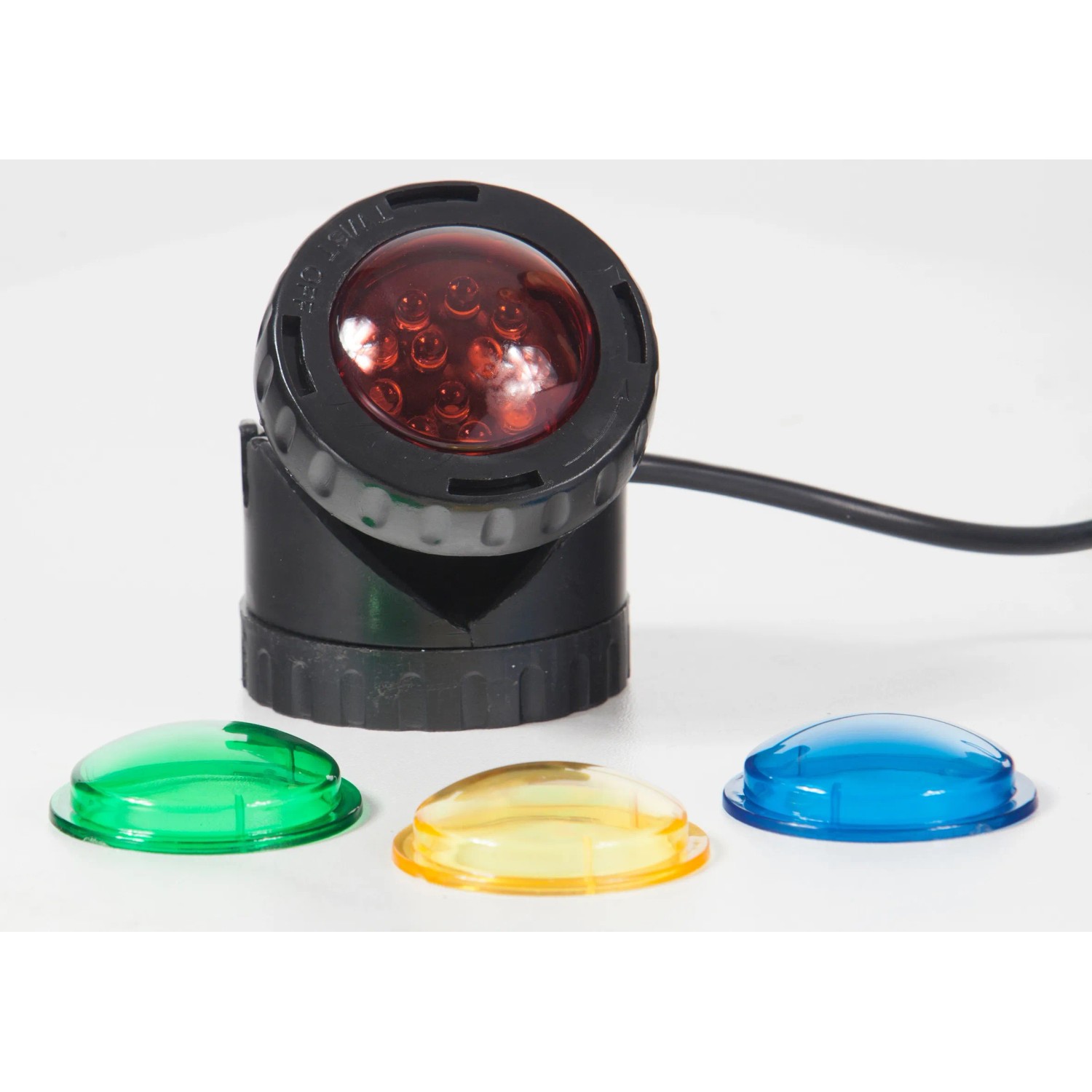 Heissner LED-Unterwasser-Spot Aqua Light 3er-Set mit Farbfiltern für stimmungsvolle Teichbeleuchtung.