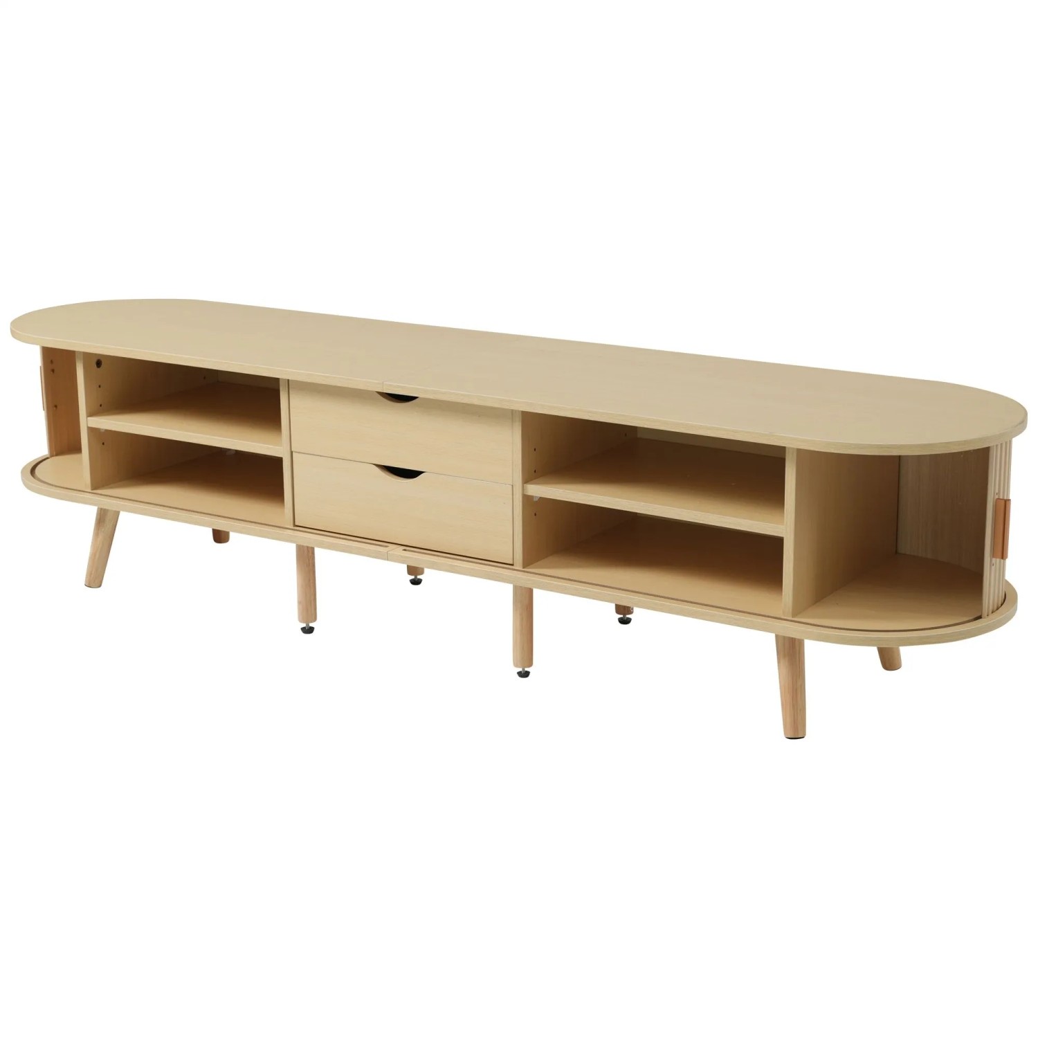 okwish TV Schrank mit Schubladen Teleskoptüren Stauraum 175x40x42cm Natur