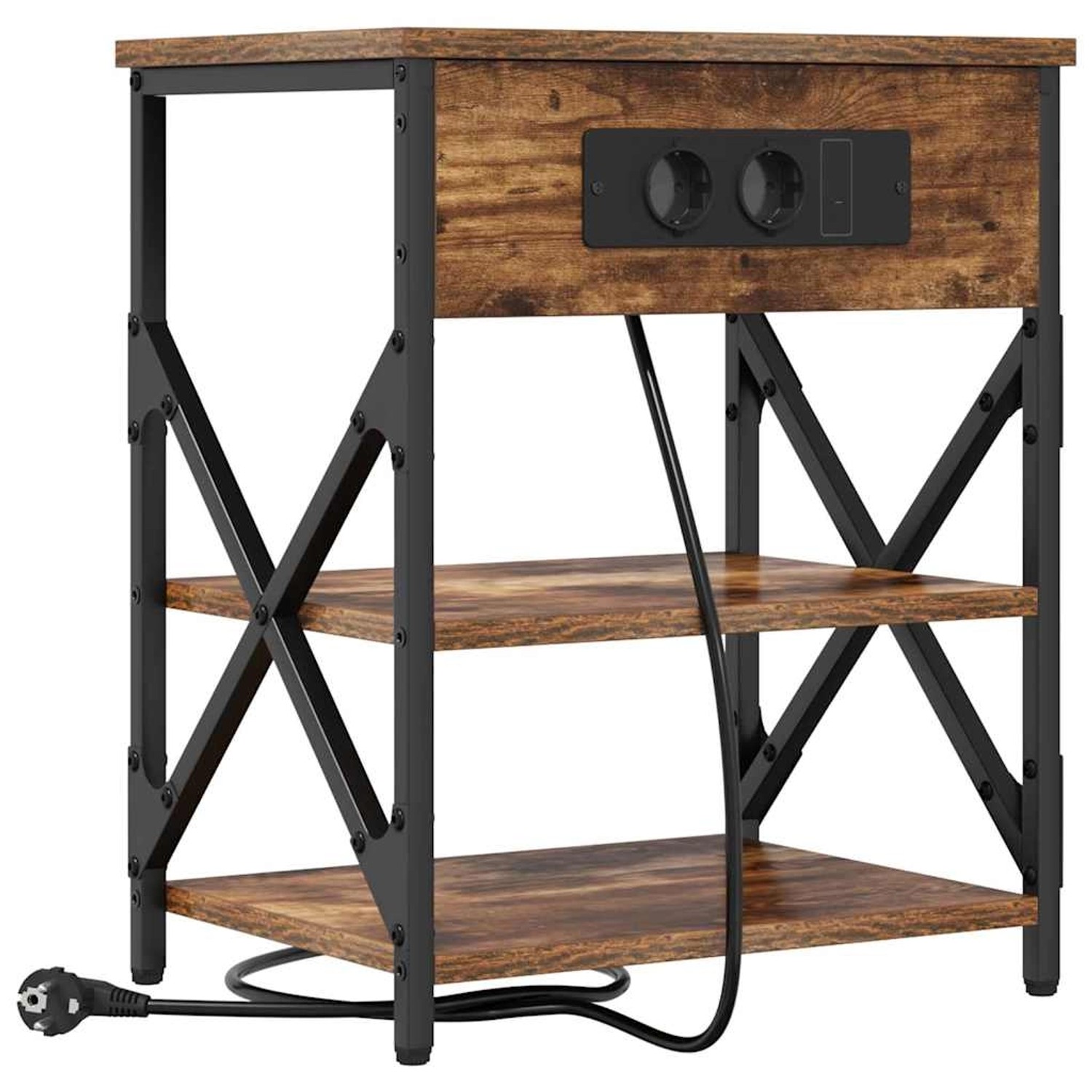 vidaXL Nachttisch mit Ladestation mit Regal Räuchereiche Holzwerkstoff 8595 günstig online kaufen