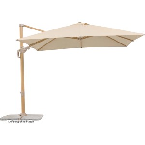 Schneider Ampelschirm Rhodos Twist Loft, 300x300 cm, mit Kurbel und beigem Schirmdach.