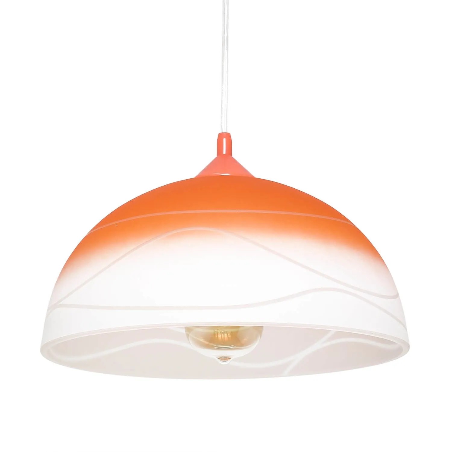 Licht-Erlebnisse Hängeleuchte Retro Design 30 cm Breit E27 Rund Orange Weiß Glas Metall