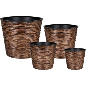 A.H.G. Übertopf Set aus Wasserhyazinthe, waschbraun, verschiedene Größen.