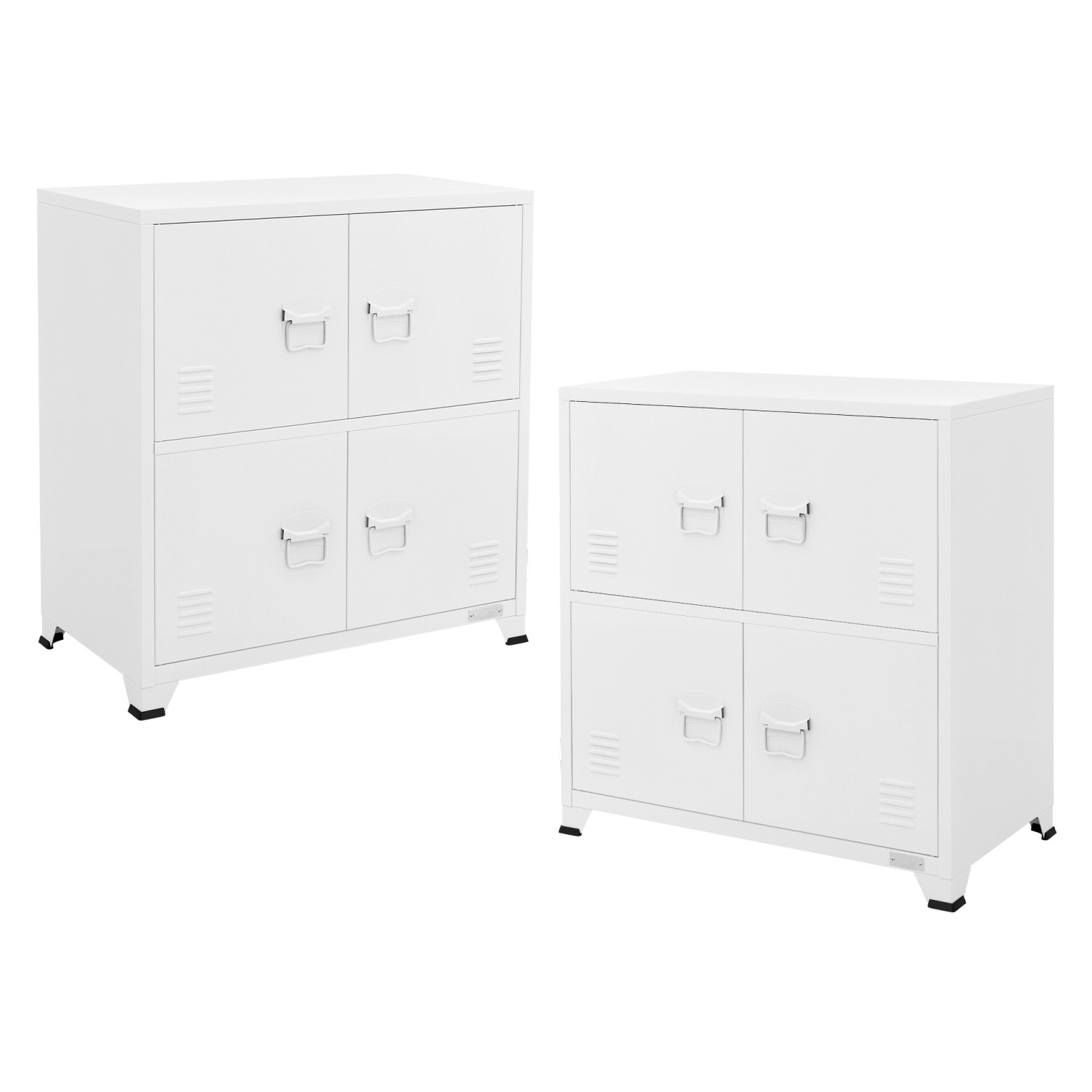 ML-Design 2Er Set Aktenschrank 75x40x80,5 cm Weiß Stahl Freistehend günstig online kaufen