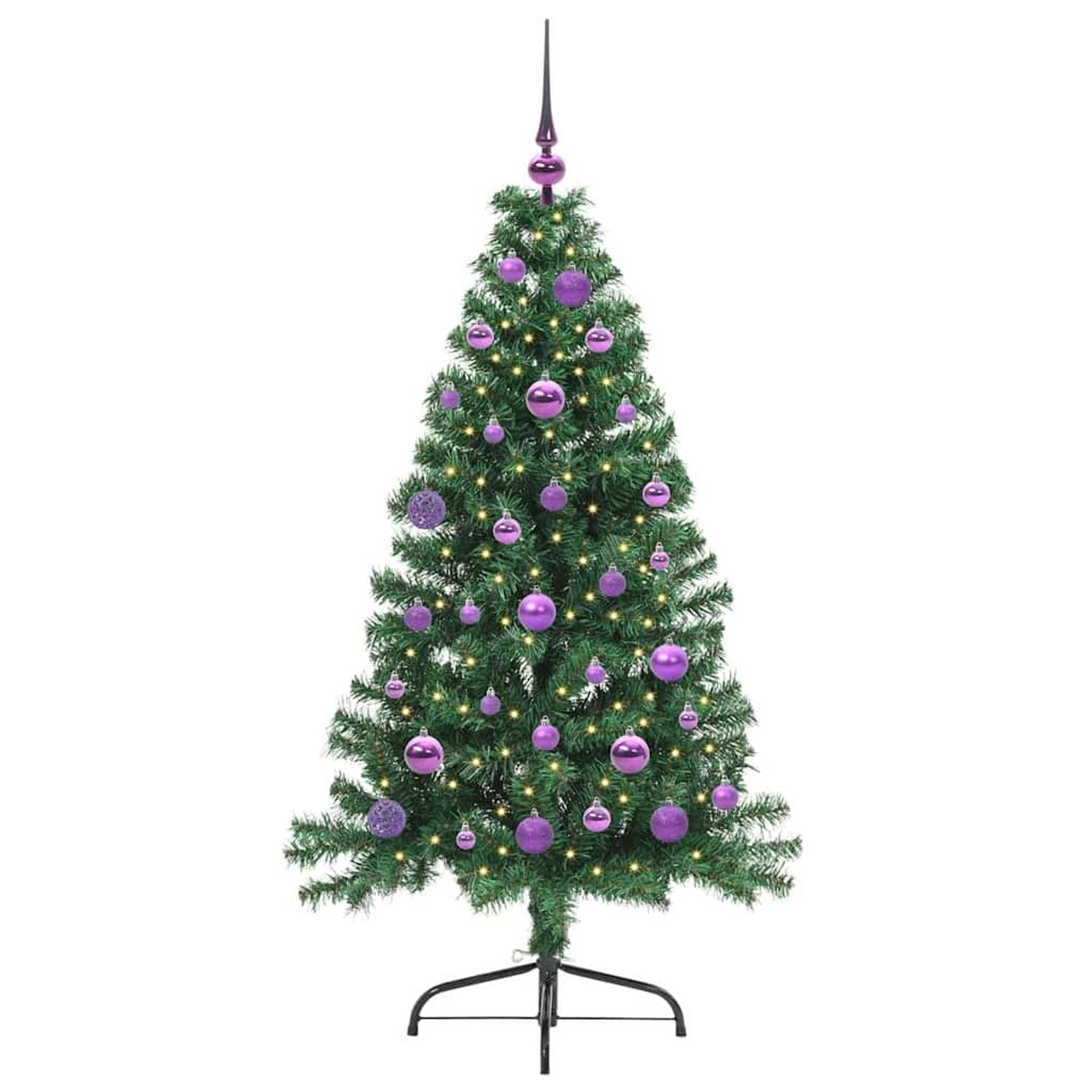vidaXL Künstlicher Vorbeleuchteter Weihnachtsbaum Grün 150 cm PVC 3397004