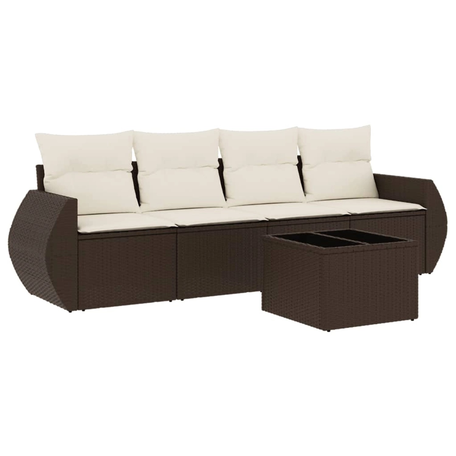 vidaXL 5-Tlg Garten-Sofagarnitur mit Kissen Braun Poly Rattan 3253430 günstig online kaufen