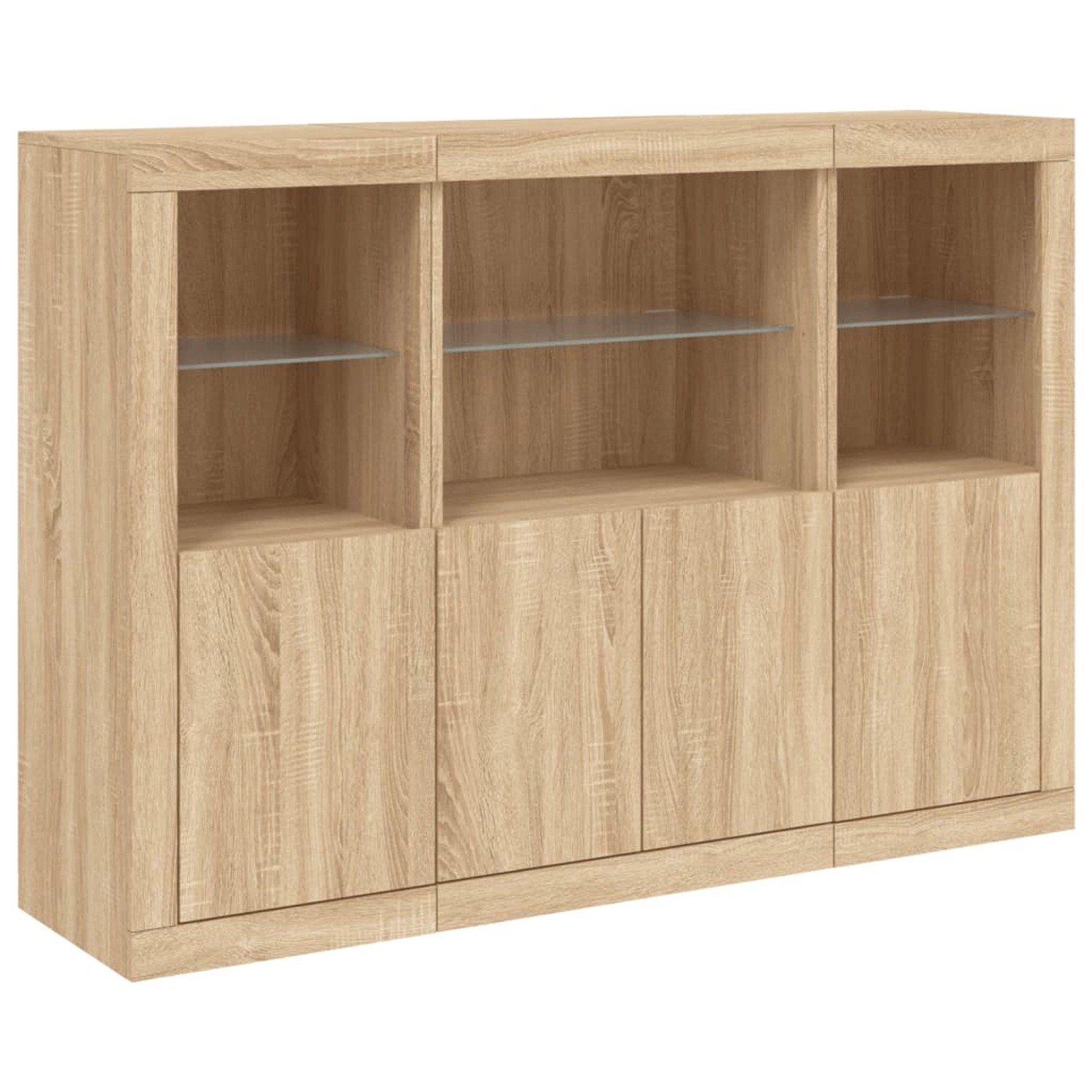 vidaXL Sideboards mit LED-Leuchten 3 Stk Sonoma-Eiche Holzwerkstoff 3209109 günstig online kaufen