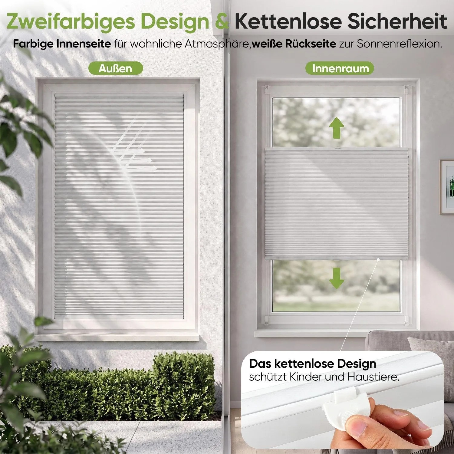 SALCAR Wabenplissee Thermo Plissee Klemmfix ohne Bohren Verspannt Verdunkelnd Blickdicht Weiß 110x130cm für Fenster und Tür Sonnenschutz Hitzeschutz_5