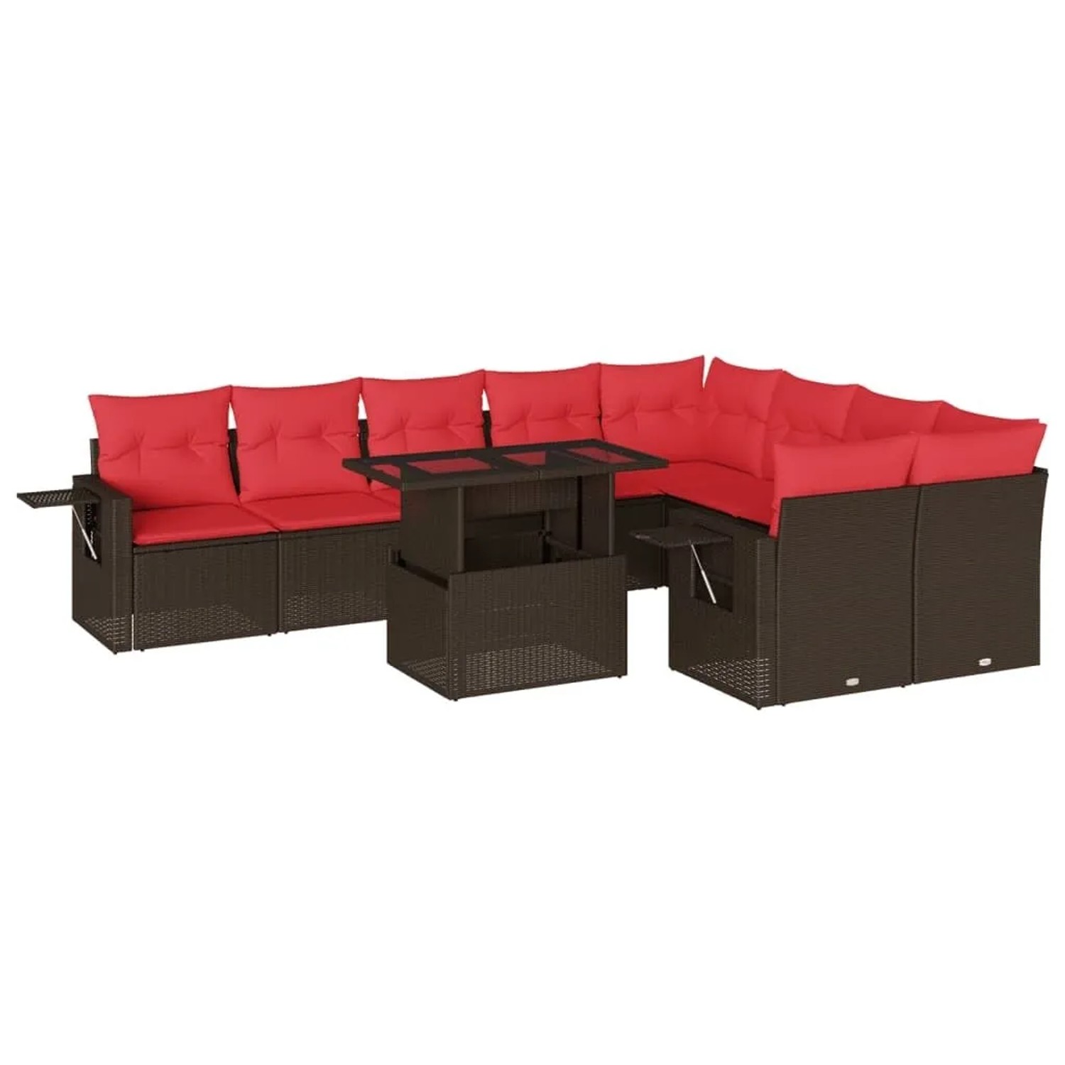 vidaXL 10-Tlg Gartensofa-Set mit Kissen Braun Polyrattan 3268134 günstig online kaufen
