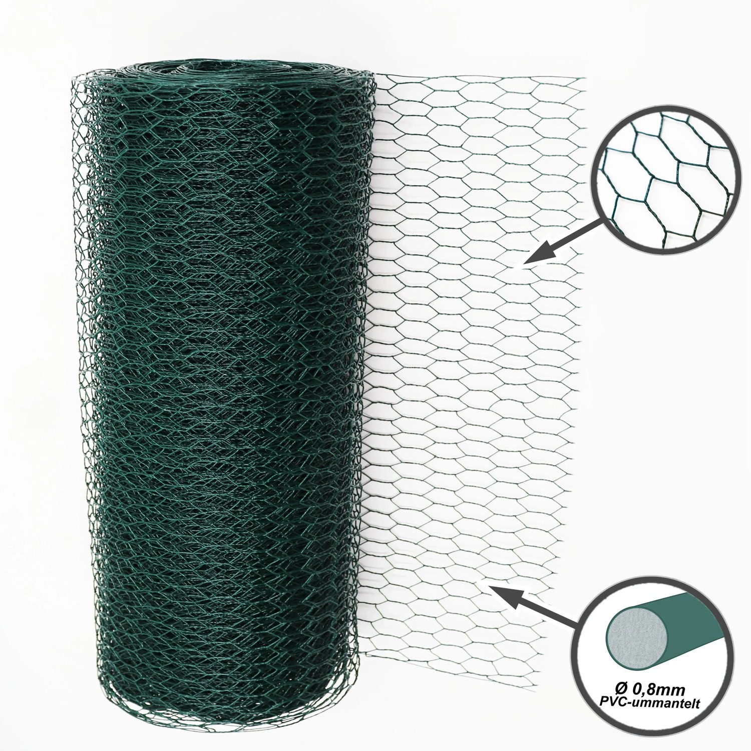 Aquagart Sechseckgeflecht, 20m Rolle, 50cm hoch, grün. Hühnerzaun, Kaninchendraht, Hasendraht.