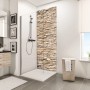 Schulte Duschrückwand Decodesign Stein Verblender hell, 210x100cm, im Badezimmer.
