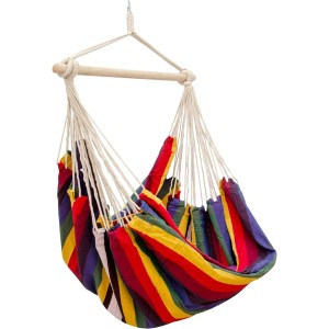 AMANKA Hängesessel, Regenbogenfarben, belastbar bis 150 kg. Bequemer Schwebesessel für Garten und Zuhause.