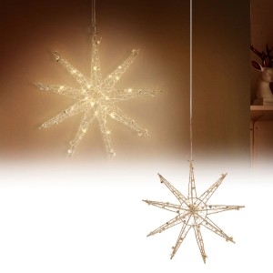 Goldener LED Deko Weihnachtsstern (30 cm) mit warmweißen LEDs für stimmungsvolle Weihnachtsdekoration.
