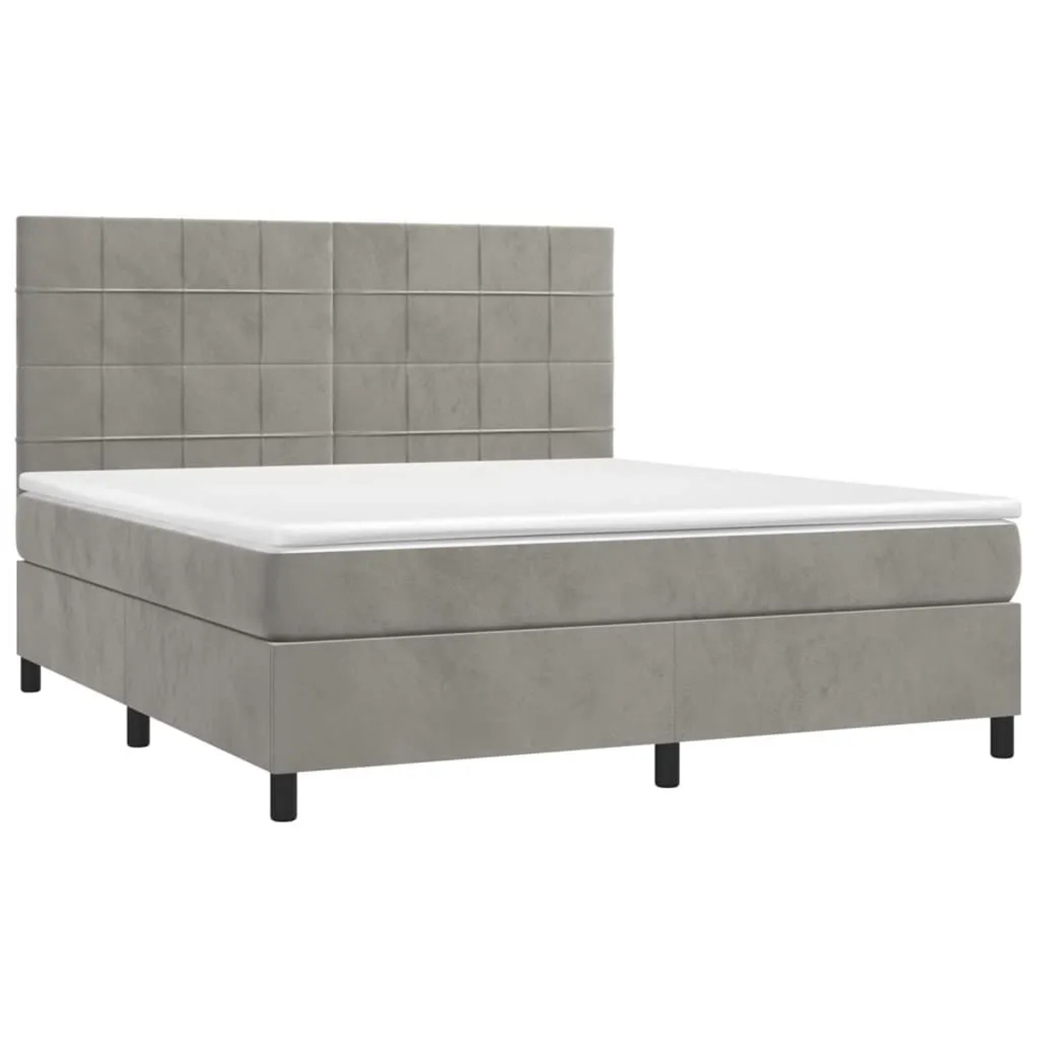 vidaXL Boxspringbett mit Matratze Hellgrau 180x200 cm Samt 3143037 günstig online kaufen
