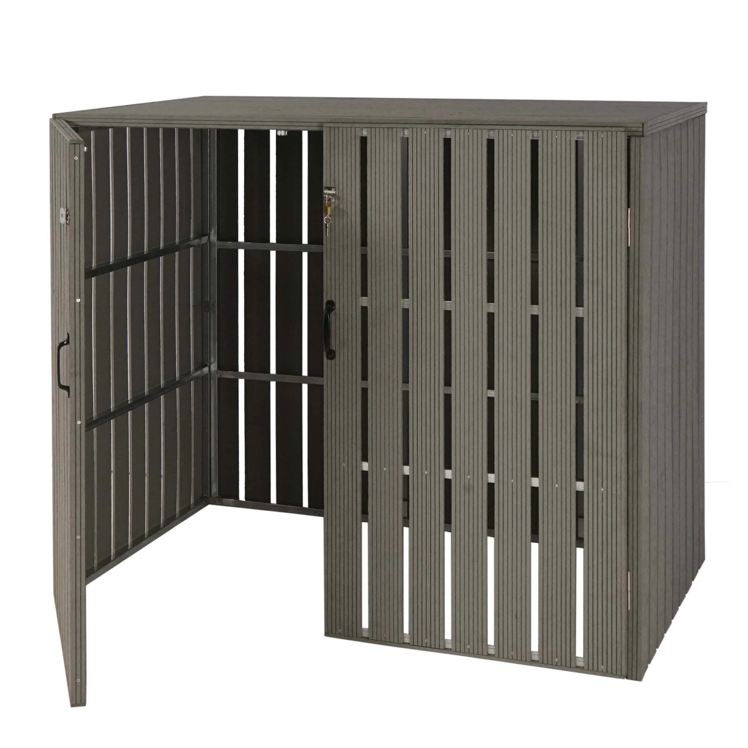 MCW 2-/4er WPC-Mülltonnenverkleidung J28 Grau 115x140x100cm
