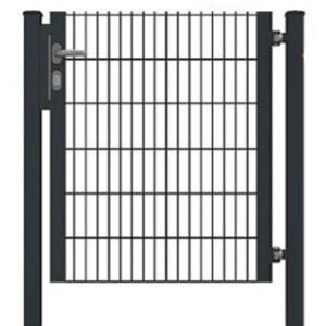 Anthrazitfarbenes Gartentor für Doppelstabmattenzaun, 92x80cm, Halb-Rahmen.