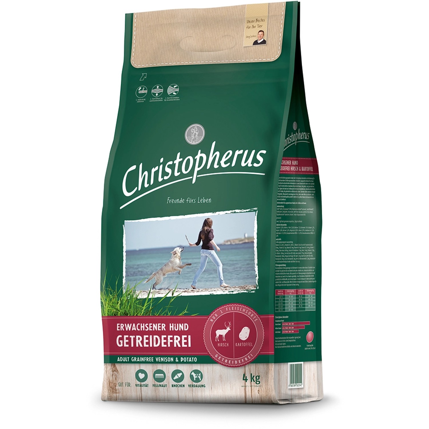 Christopherus Hunde-Trockenfutter Hirsch und Kartoffel 4 kg