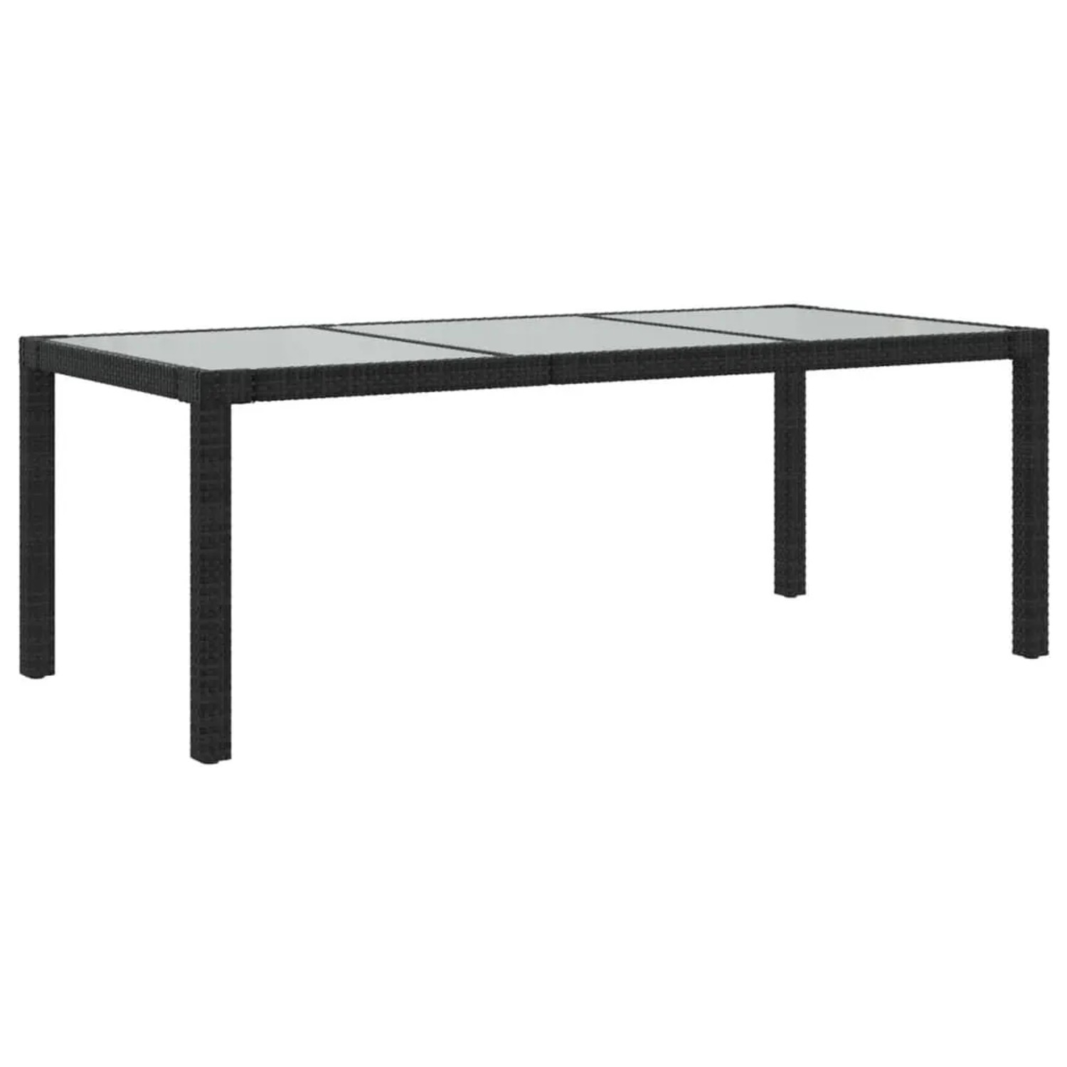 Furnicato Gartentisch Schwarz 190x90x75 Cm Gehärtetes Glas Poly Rattan