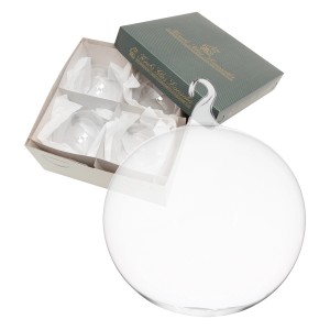 4er-Set transparente Krebs Glas Lauscha Weihnachtskugeln (11cm) mit Öse in Geschenkverpackung.