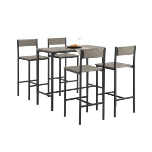 SoBuy Sitzgruppe OGT14-N mit Bartisch und 4 Hockern, Holz/Metall, natur/schwarz.