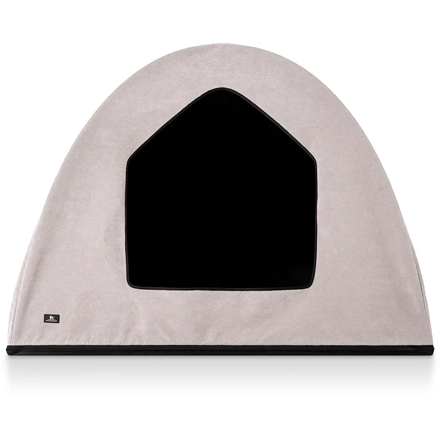 Beige Knuffelwuff Hundehöhle Yucatan Velours, Größe M-L, gemütlicher Rückzugsort für Hunde.