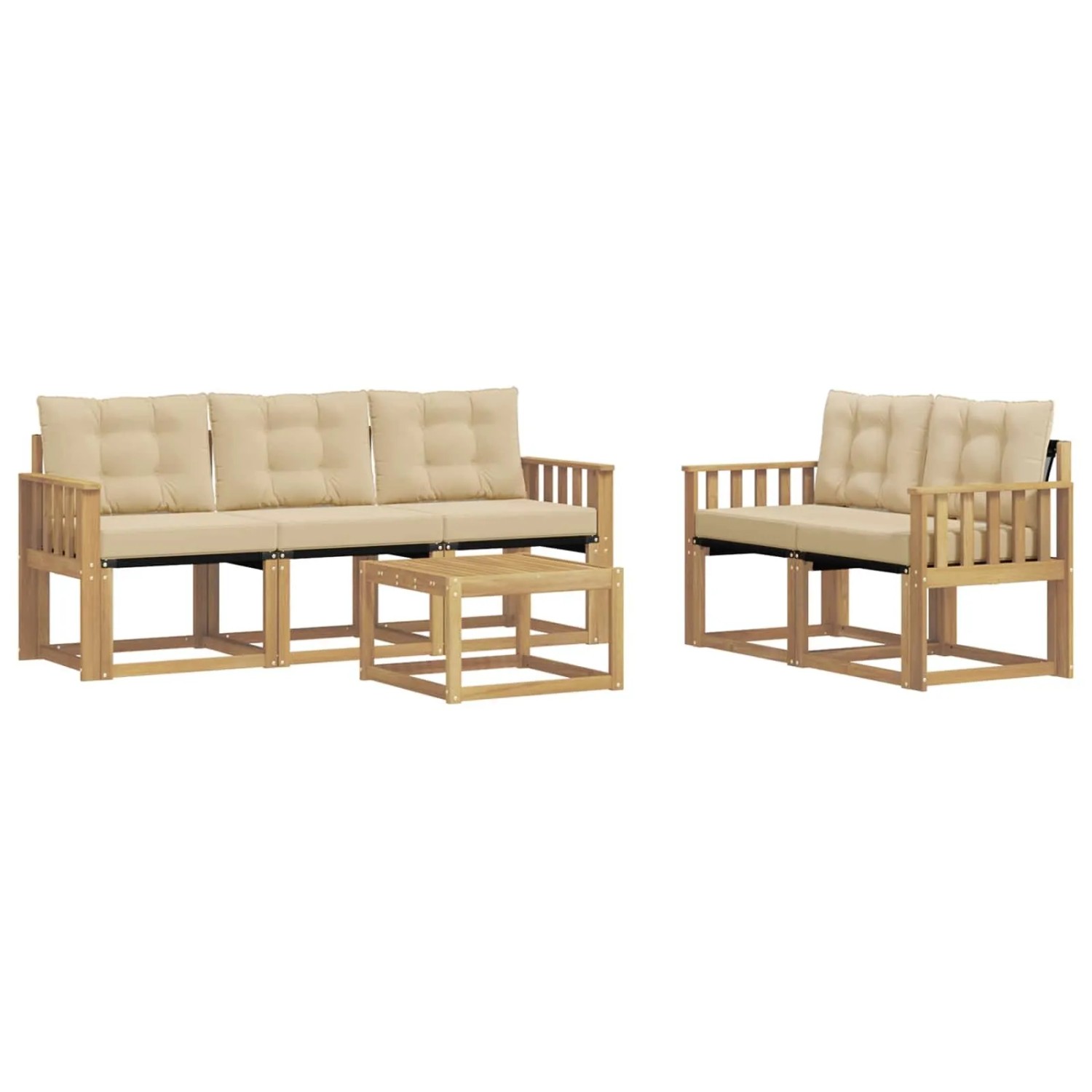 vidaXL Outdoor-Sofagarnitur mit Kissen 6-Tlg Weiß und Beige 3389211