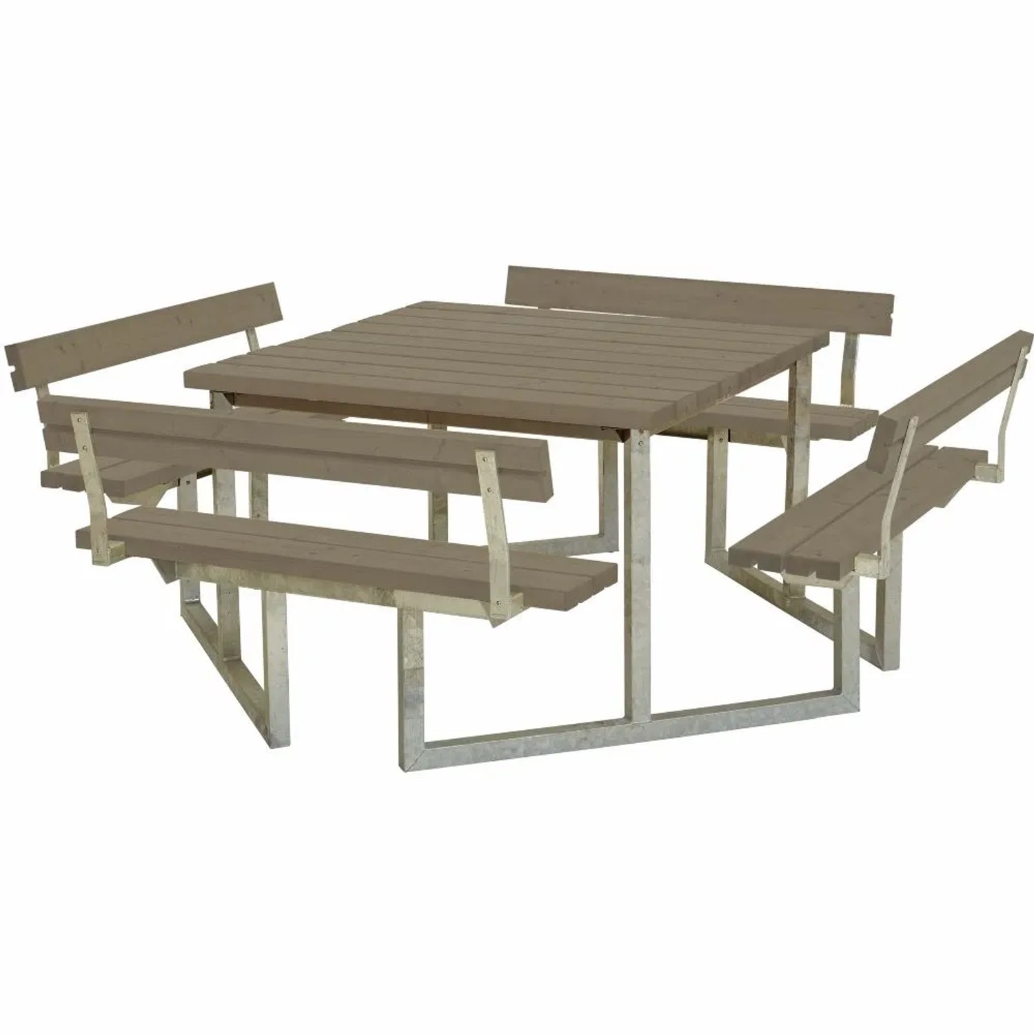 PLUS Gartenmöbel Sitzgruppe 227 cm Klappbar Graubraun mit 4 Rückenlehnen Holz