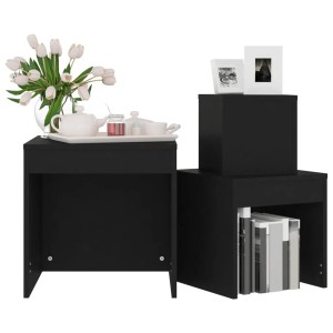 vidaXL Satztische, 3-teilig, schwarz. Holzwerkstoff Tische in verschiedenen Größen als Set.