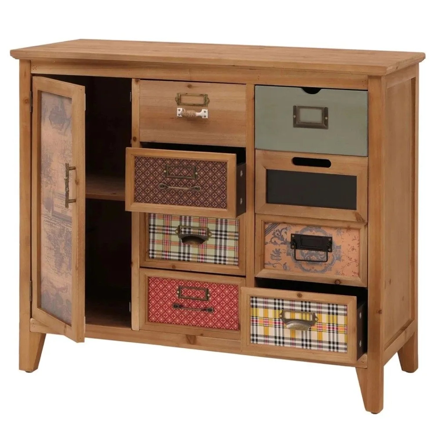 MCW Apothekerkommode O63 Vintage Shabby Muster Korpus Natur