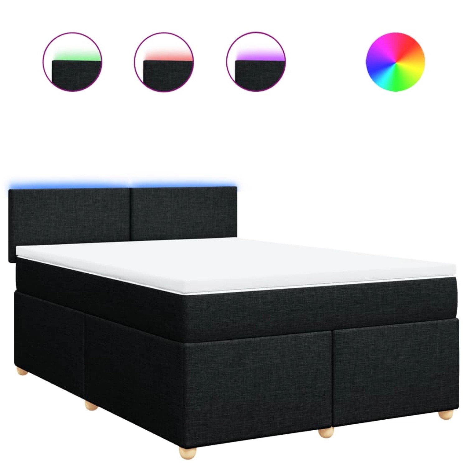 vidaXL Boxspringbett mit Matratze Schwarz 140x190 cm Stoff 3288970 günstig online kaufen