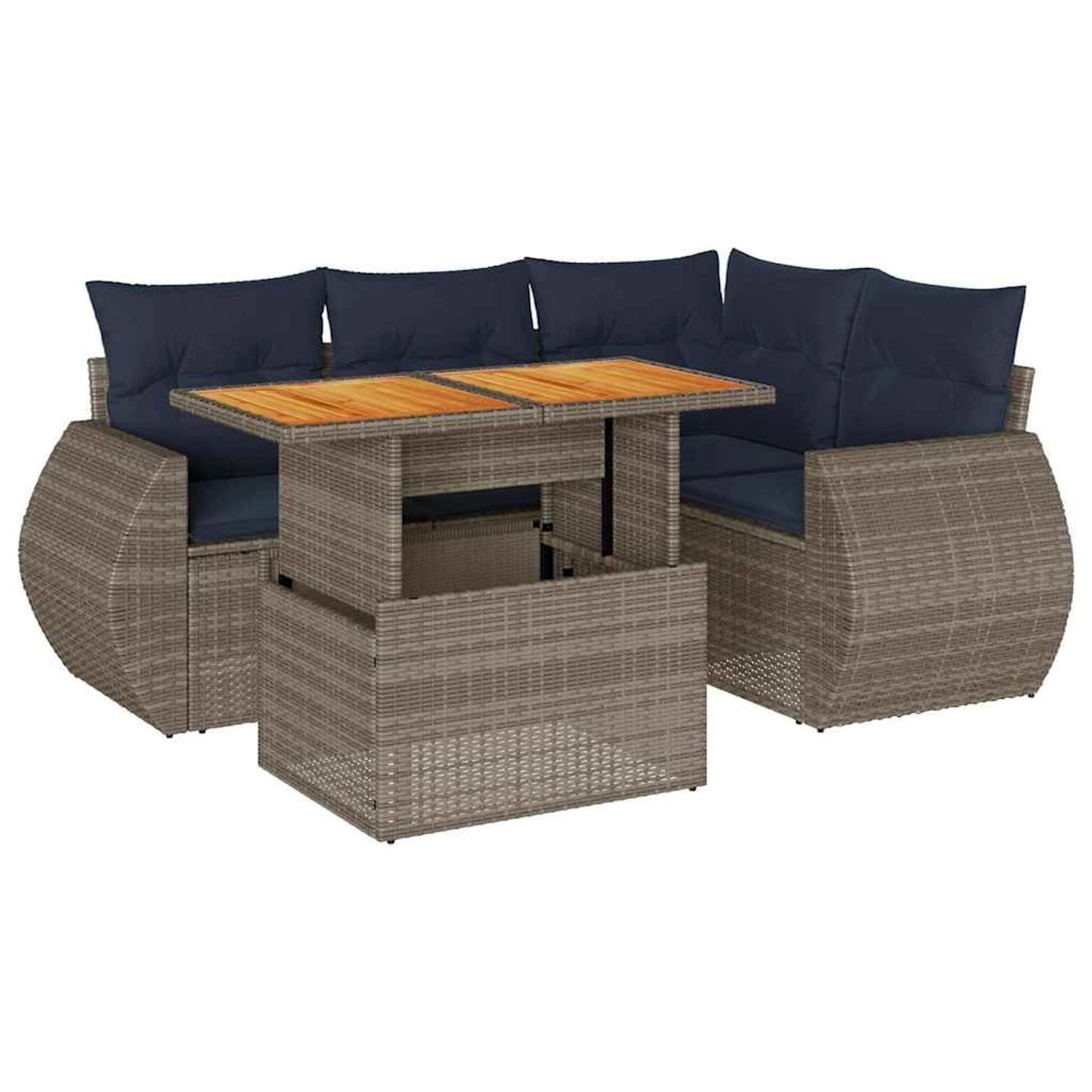 vidaXL 5-Tlg Garten-Sofagarnitur mit Kissen Grau Poly Rattan 3327260 günstig online kaufen