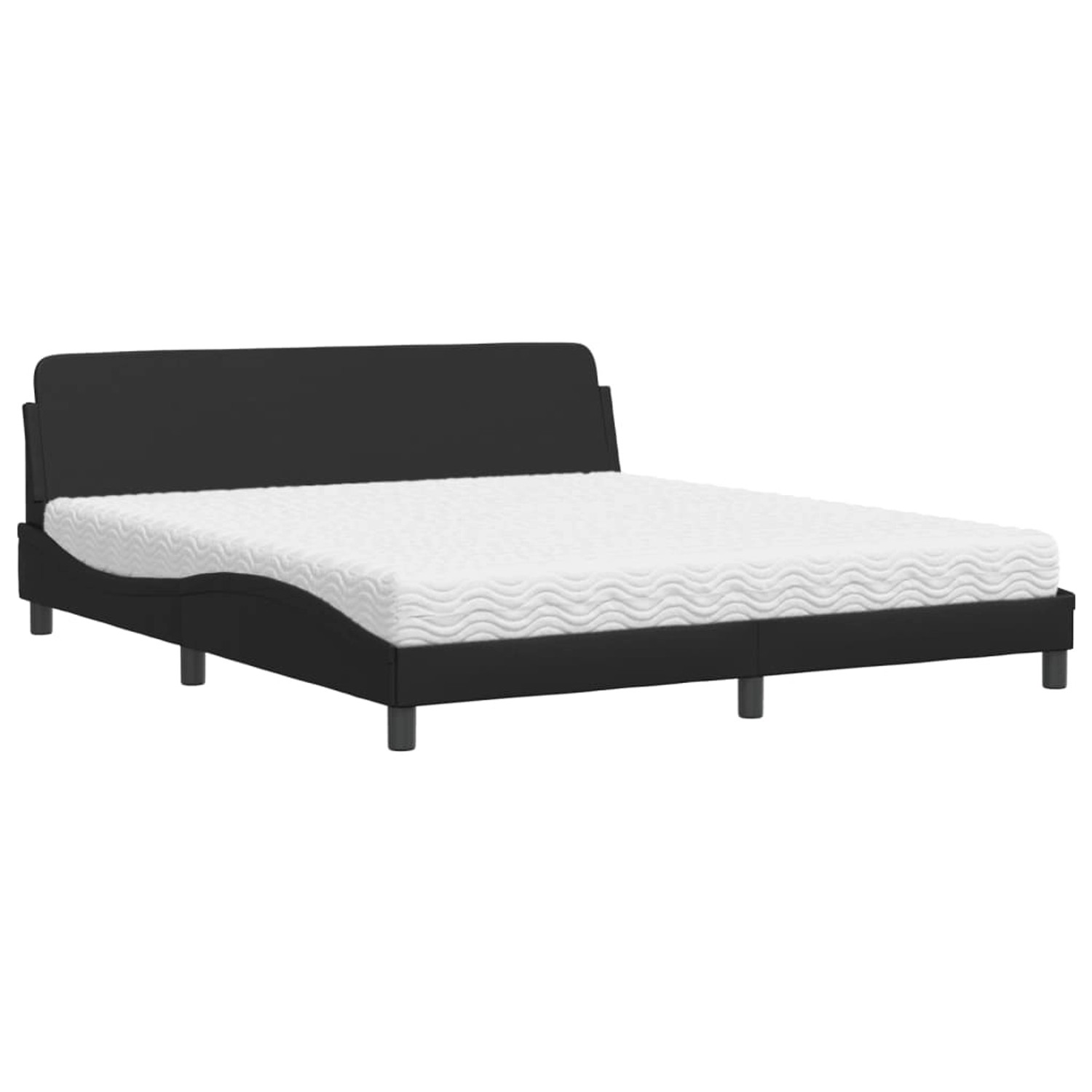 vidaXL Bett mit Matratze Schwarz 180x200 cm Kunstleder Modell 12008291