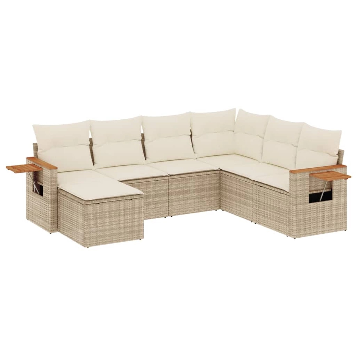 vidaXL 7-Tlg Garten-Sofagarnitur mit Kissen Beige Poly Rattan 3259447 günstig online kaufen