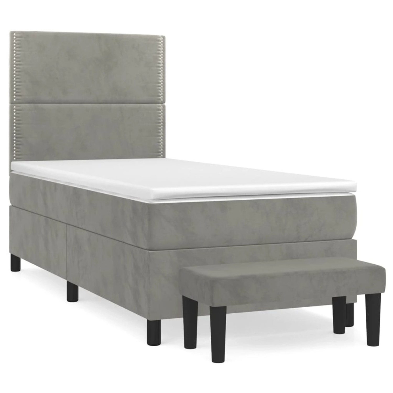 vidaXL Boxspringbett mit Matratze Hellgrau 90x200 cm Samt1350330 günstig online kaufen