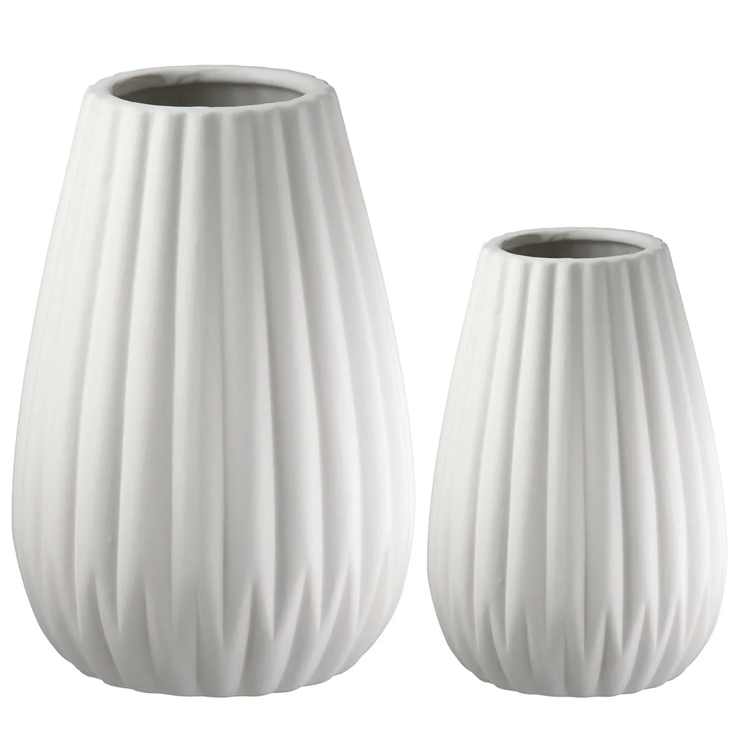 Gilde 2er Set Vase Piega Weiß 17 cm x Ø 10,5 cm