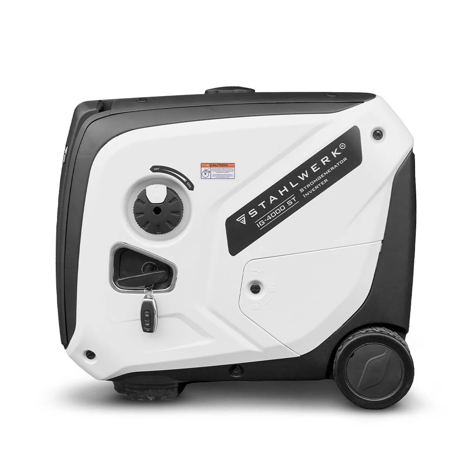 STAHLWERK IG 4000 ST Benzin Stromgenerator, weiß-schwarz, mobil mit Rädern. 4 kW Inverter Generator.