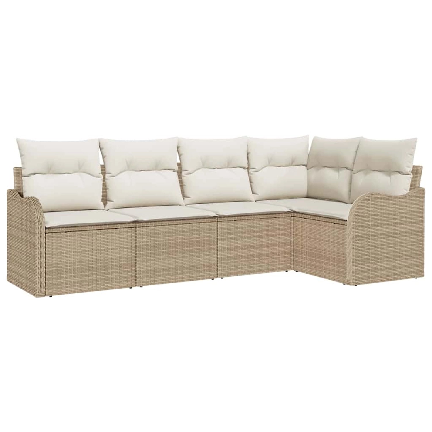 vidaXL Garten-Sofa-Set mit Kissen mit Speicher 5-Tlg Beige Poly Rattan 3354 günstig online kaufen