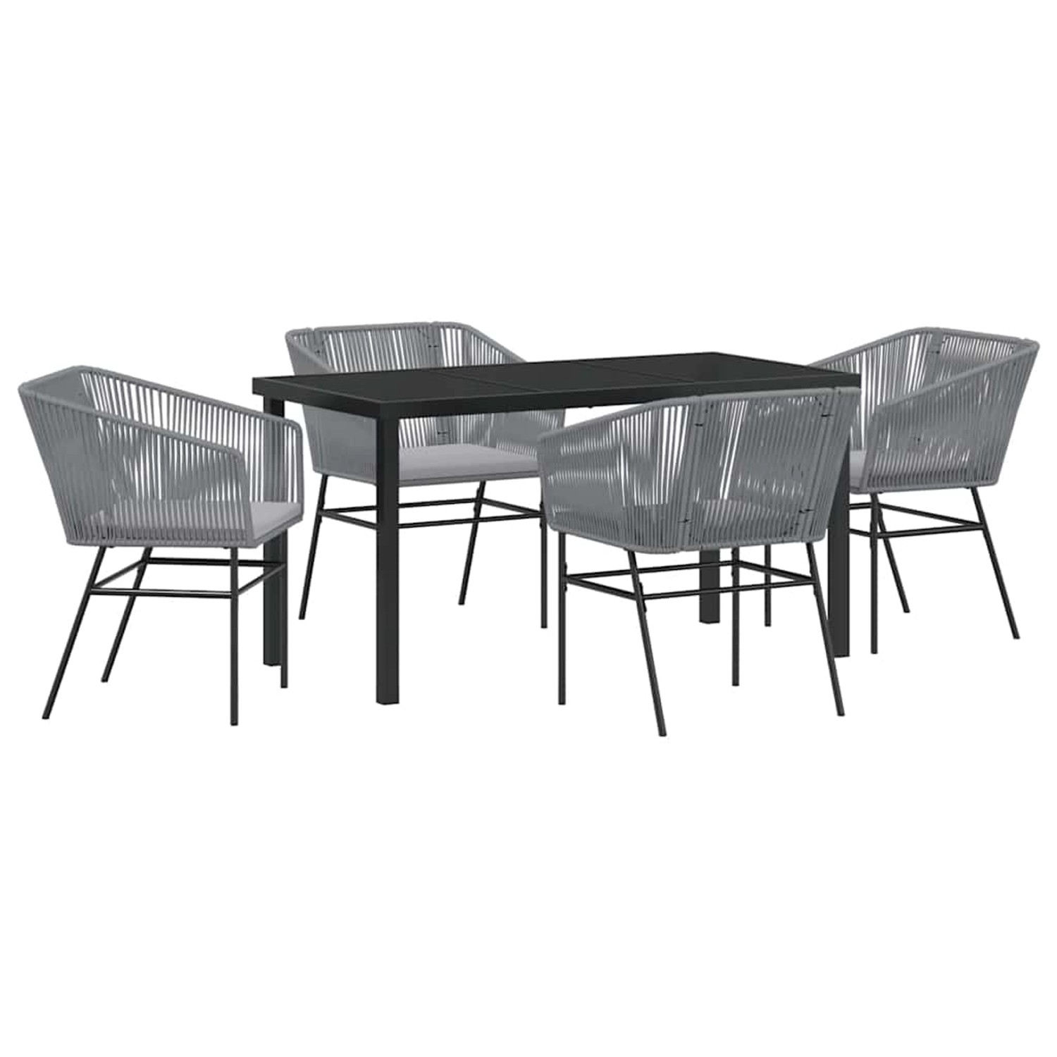 vidaXL 5-Teiliges Gartentischset mit Kissen in Grau aus Poly Rattan 3380934 günstig online kaufen