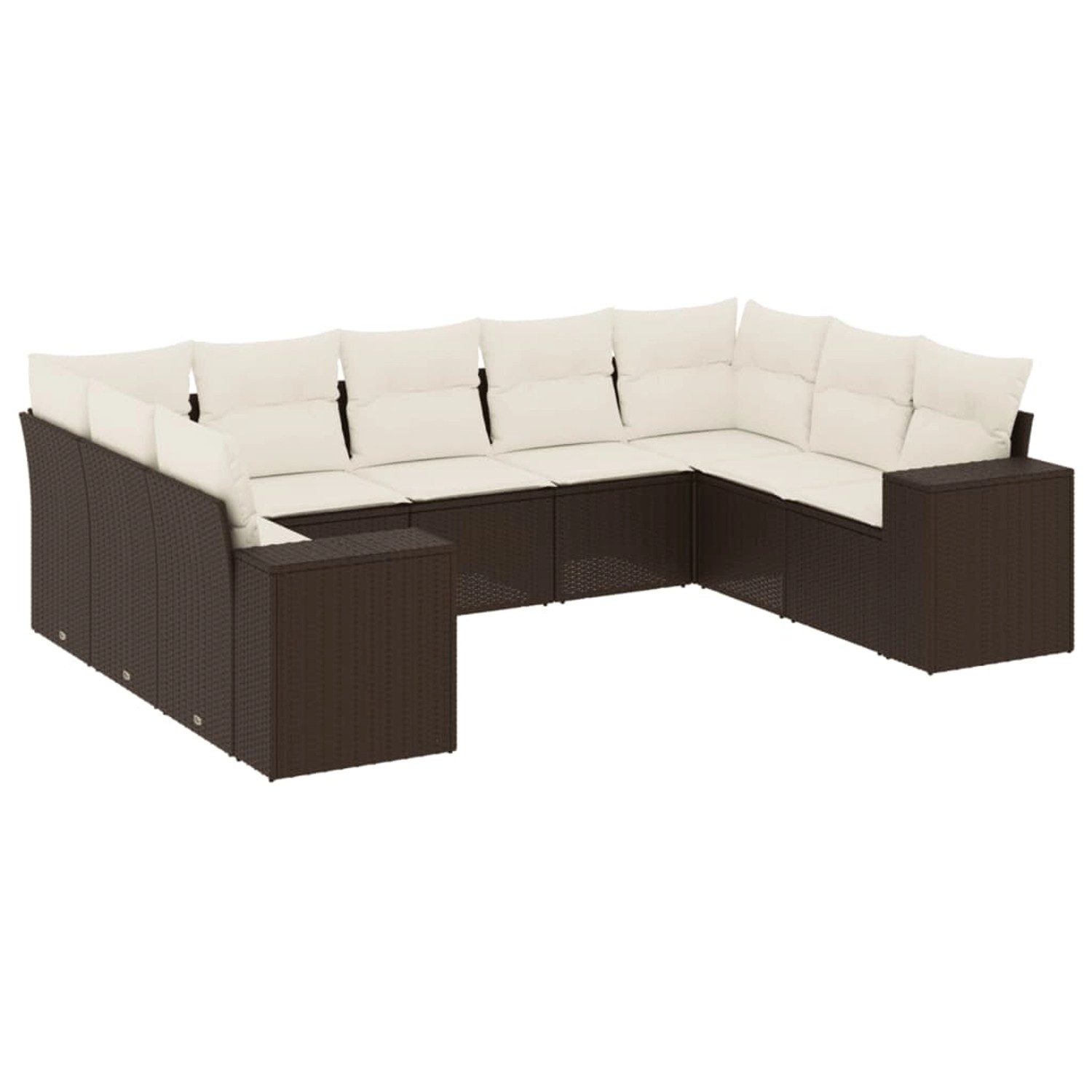 vidaXL 9-Tlg Garten-Sofagarnitur mit Kissen Braun Poly Rattan 3255340 günstig online kaufen