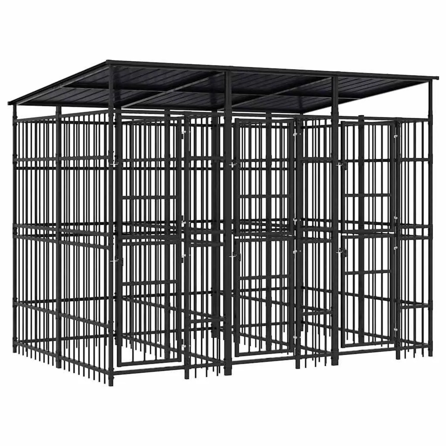 vidaXL Outdoor-Hundezwinger mit Dach Stahl 5,53 m² 3097948