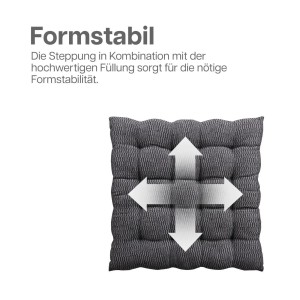 Bestlivings Stuhlkissen Lissabon, grau, 40x40cm, 2er-Pack. Formstabil durch Steppung.