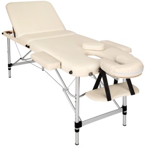 Tectake 3 Zonen Massageliege  Breite 61 cm  Polsterung 5 cm Inklusive Tragetasche  180 x 61 x 68 cm Beige