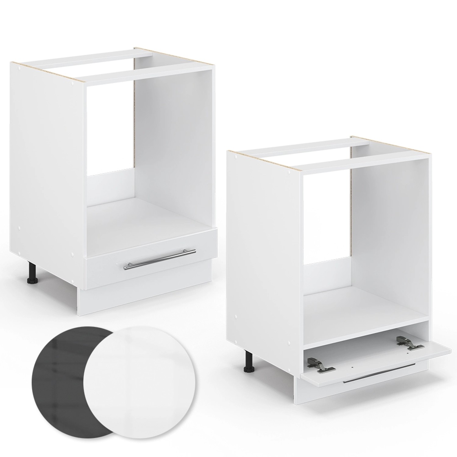 Vicco Herdumbauschrank Fame-Line, weiß hochglanz, 60 cm, ohne Arbeitsplatte. Küchenschrank für Einbauherd.