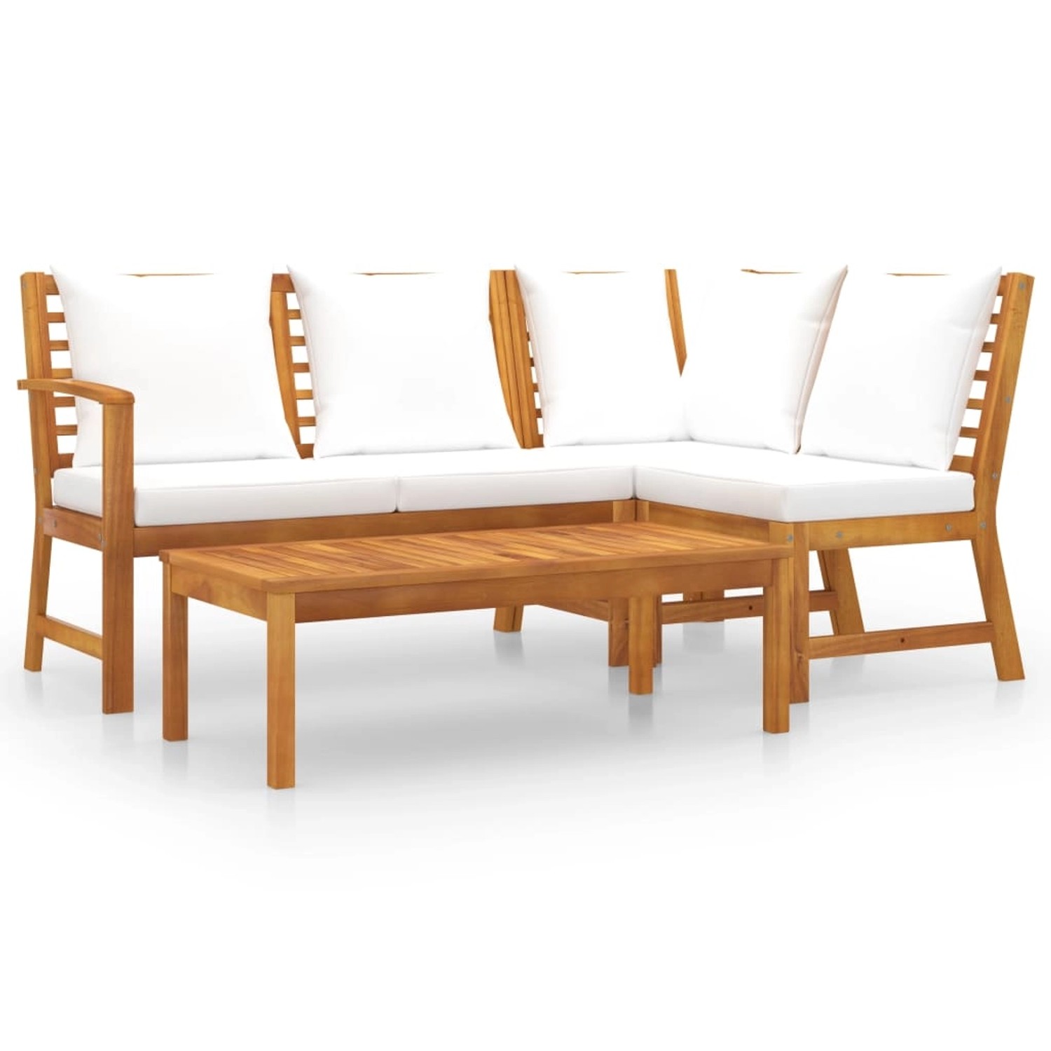 vidaXL 4-tlg Garten-Lounge-Set mit Auflagen Creme Massivholz Akazie Modell 5