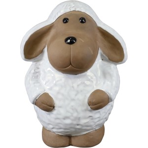 Stehendes Deko-Schaf aus Keramik, weiß, 22x19x29 cm, für Garten und Haus.