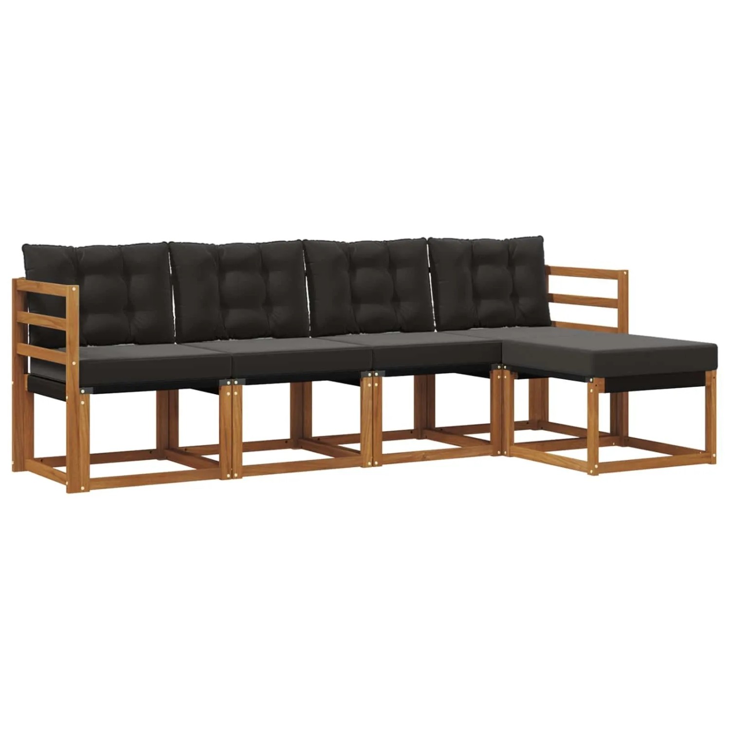 vidaXL Outdoor-Sofagarnitur mit Kissen 5-Tlg Natur und Schwarz 3368559