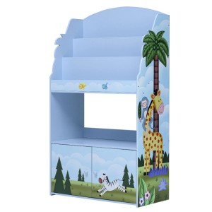 Teamson Kids Sunny Safari Kinder 3-stufiges Bücherregal mit Aufbewahrung